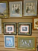 SHEILA EXCELL pastel study - barn owls, signed and dated 1979, a pair of classical equestrian and