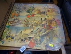 Victorian papier mache Christmas theme tray