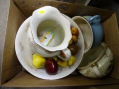 Chamber pots and other washbasin porcelain, artificial fruit etc