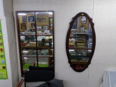 Oval reproduction framed wall mirror and a six piece wall mirror in a hardwood frame
