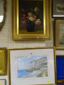 KENNETH B CUNNINGHAM mixed media - Little Orme, Llandudno with figures, signed, 24 x 34 cms and