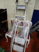 Two tread folding stepladder and a decorator's stepladder