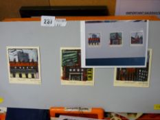 Three board mounted artist's proof street scene prints by LUCI MELEGARI, 1990