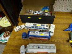 Diecast vehicles including a Dinky Esso tanker, Dinky Supertoys Vega Major luxury coach etc