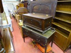 Edwardian railback dressing table and a blanket box with seat back