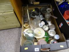 Box of glassware, metalware etc