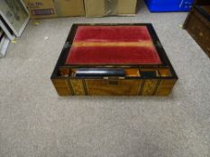 Inlaid walnut writing box with tidy interior