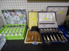 Boxed 'Cross' pen, cased cutlery sets etc