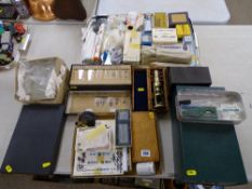 Wooden cased brass monoscope and a parcel of slides and ancillary items