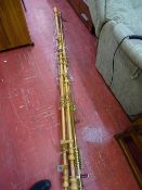 Selection of light wood curtain poles etc