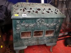 Mirus enamel decorated woodburning stove