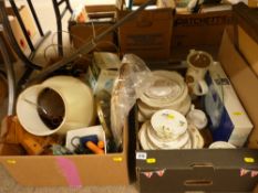 Box of mixed china etc and a box of mixed household items