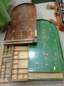 Two old Bagatelle boards and block printing boards