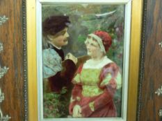 ALFRED SEIFERT coloured crystoleum - two lovers, 25 x 18 cms