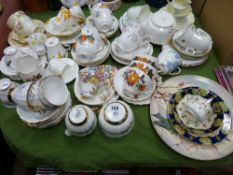 Parcel of colourful teaware including floral Colclough, Royal Vale etc