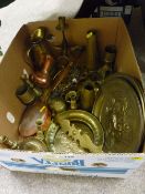 Box of good brassware and similar items