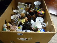 Parcel of mixed porcelain, ornamental items including Pendelfin etc