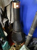 Patio heater and a parasol with stand etc