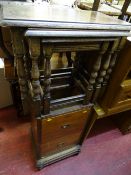 Oak nest of three tables and a two drawer side cabinet (no top)