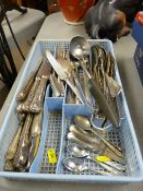Tray of mixed loose cutlery