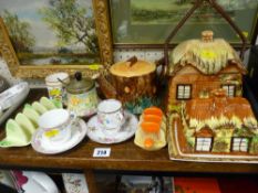 Parcel of novelty teaware including cottage etc