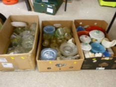 Three boxes of miscellaneous glass and china ware