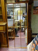 Large twelve section teak framed mirror