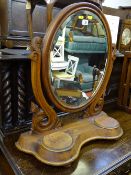 Oval bevelled edge swing toilet mirror with twin lift-up lid compartments