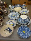 Parcel of blue and white Oriental and other Delft ware plates etc