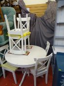 Ikea Ingolf circular white dining table and six chairs