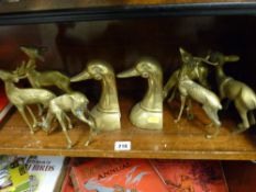 Parcel of brass animal ornaments and bookends