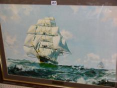 STOBART print - fourmaster at sail, 50 x 70 cms