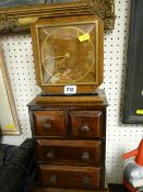 Art Deco style mantel clock by Philans of Huddersfield and a lacquered set of treen drawers