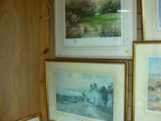 WARREN WILLIAMS ARCA limited edition (400/500) stamped print - North Wales cottage with boats in the