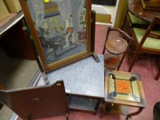 Two tier occasional table, cakestand, firescreen etc