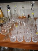 Parcel of good drinking glassware, decanters, coloured glassware etc