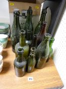 Two boxes of old soda/beer bottles