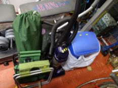 VAX Swift bagless upright vacuum cleaner, quantity of blue kitchen household items - bin, dishwash