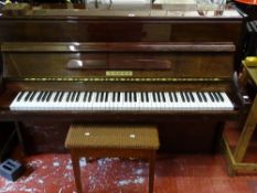 Modern upright overstrung piano and stool, supplied by Rushworths