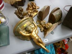 Gilt wall sconce, lamps, bookends etc