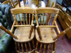 Four pine spindleback farmhouse chairs