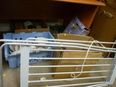 Large parcel of mixed kitchen glassware and crockery etc, lava type lamp and an electric clothes