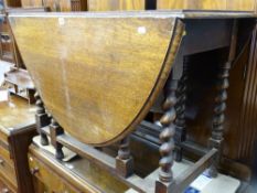 Barley twist gate leg drop leaf dining table