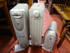 Parcel of three electric oil filled heaters E/T