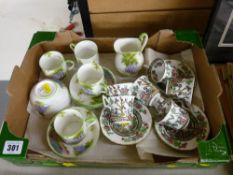 Small parcel of Aynsley 'Bluebell Time' coffee cups and saucers and Copeland 'Indian Tree' cups