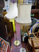 Two brass and onyx effect standard lamps with shades E/T