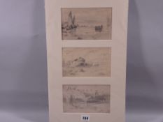 WARREN WILLIAMS ARCA a parcel of three pencil sketches - coastal scenes, one with annotations and