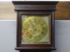 AN 18th CENTURY JOHN OWEN, LLANRWST LONGCASE CLOCK, 31 cms square brass dial having gilt spandrels