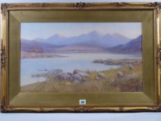 WARREN WILLIAMS ARCA watercolour - evening at Llyn Mymbyr with the Snowdon Horseshoe and sheep