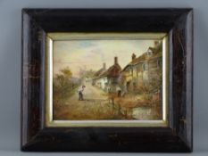 A 19th CENTURY POSSIBLY DERBY HAND PAINTED RECTANGULAR PORCELAIN PLAQUE depicting children playing